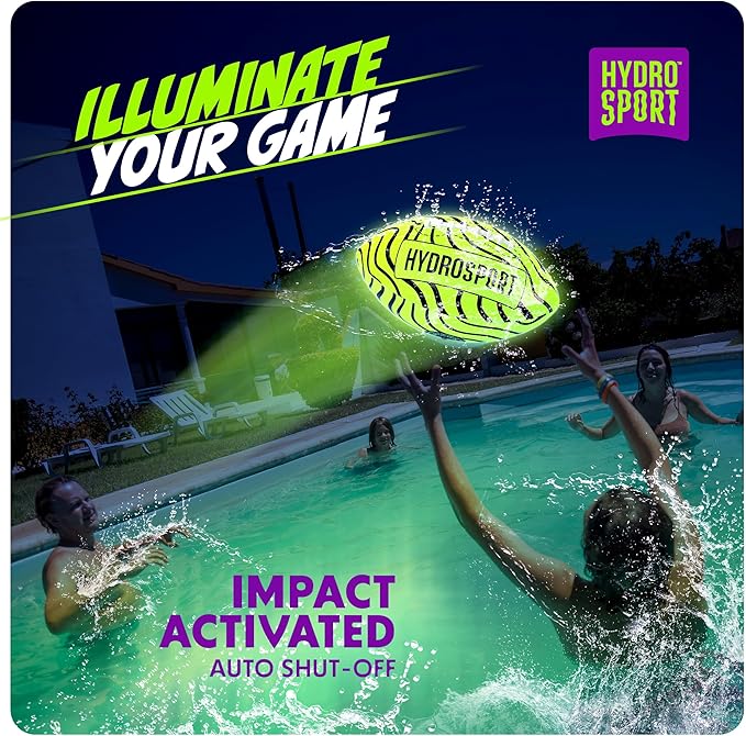 Light Up Water Football for Pool, Beach, Lake - Waterproof Pool Toys for Kids Ages 8-12 - Teen Boys Gift - Swimming Balls Sports - Family Games - Teens Boys & Adults Fun - Outdoor Accessories