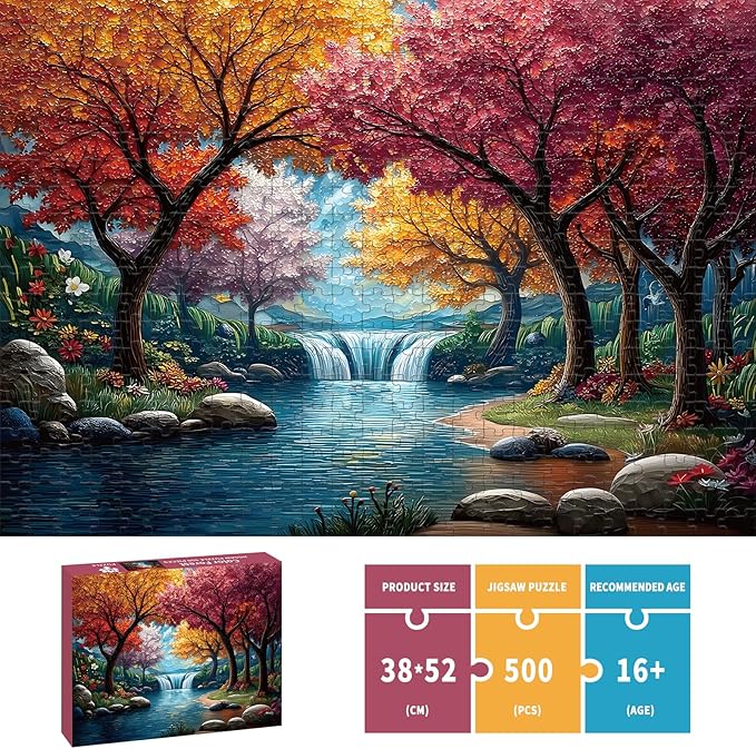 Landscape Puzzles for Adults 500 Pieces, Forest Jigsaw Puzzles 500 Pieces - Color Forest, Impossible Puzzle for Landscape Decor, Finished Size 20.47 * 14.96”, with 1:1 Poster, Letter on The Back