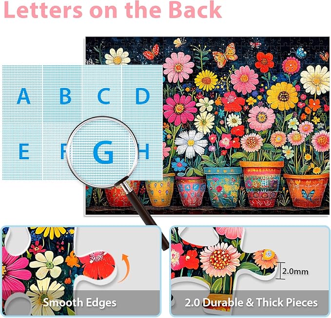 500 Piece Jigsaw Puzzle for Adults, Colorful Wildflowers Puzzle 500 Pieces for Adults Elderly, Recycled Cardboard Challenging Puzzle Perfect for Game Nights Finished Size 20.5 x 15 Home Decor