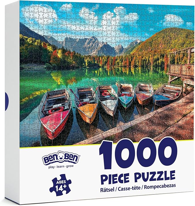 BenBen 1000 Piece Puzzle for Adults, Jigsaw Puzzles with Letters on Back, Fusine Lake, Challenging Puzzle for Game Night Home Décor