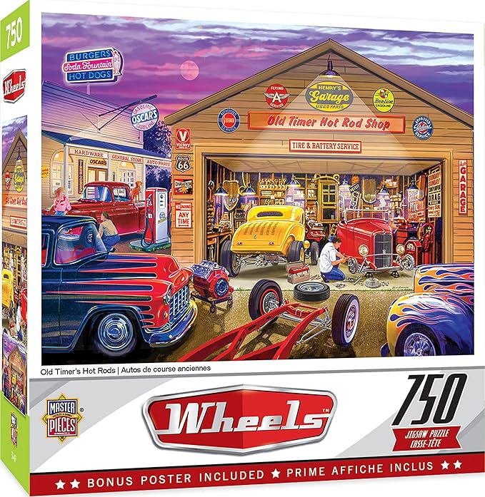 MasterPieces 750 Piece Jigsaw Puzzle for Adults and Family - Old Timer's Hot Rods - 18"x24"