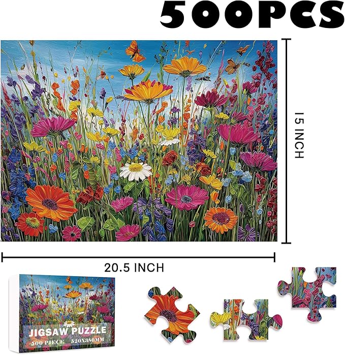 500 Piece Puzzles for Adults, Xovnio Floral Still Life Jigsaw Puzzle, Challenging Game Home Decor Birthday Party Gift