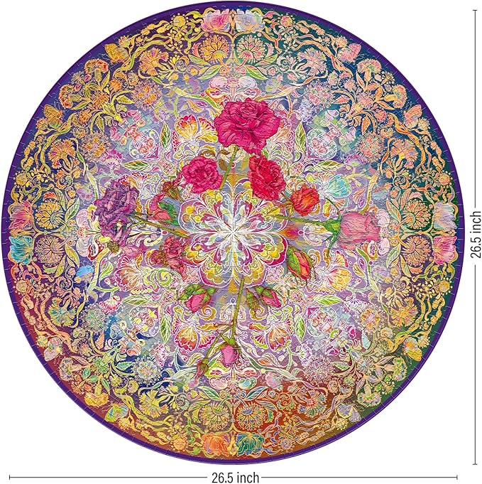 Antelope - 1000 Piece Mandala Puzzle for Adults, Mandalic Rose Jigsaw Puzzles 1000 Pieces,1000 Piece Round Puzzles, Flower Puzzles, High Resolution, Matte Finish, Smooth Edging, No Dust