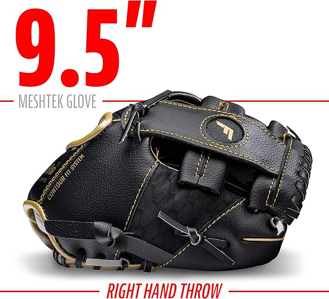 Franklin Sports Kids Baseball Glove + Foam Ball Sets - Meshtek Youth Teeball Gloves for Kids + Toddlers - Left + Right Hand Throw - 9.5" Inch