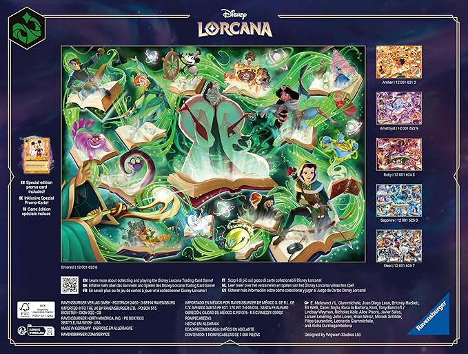 Ravensburger Disney Lorcana - Glimmers of The Realm: Emerald 1000 Piece Jigsaw Puzzle | Premium Quality Made in Europe | FSC Certified Materials