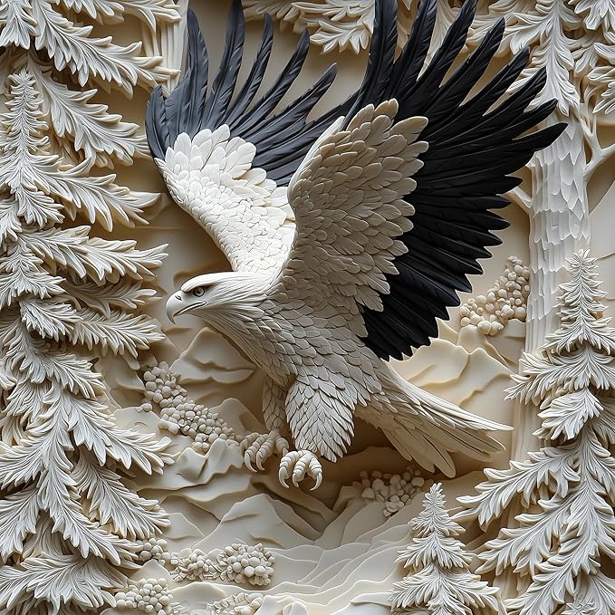 500 Piece Jigsaw Puzzle for Adults, Carved Eagle Design with White Forest Scene, 500 Pieces Eagle Puzzles Perfect for Family Games, Relaxing Entertainment & Home Decor