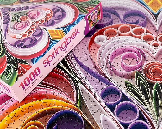 Springbok Paper Hearts 1000 Piece Puzzle for Adults - Features a Beautiful Cut Paper Heart Arrangment