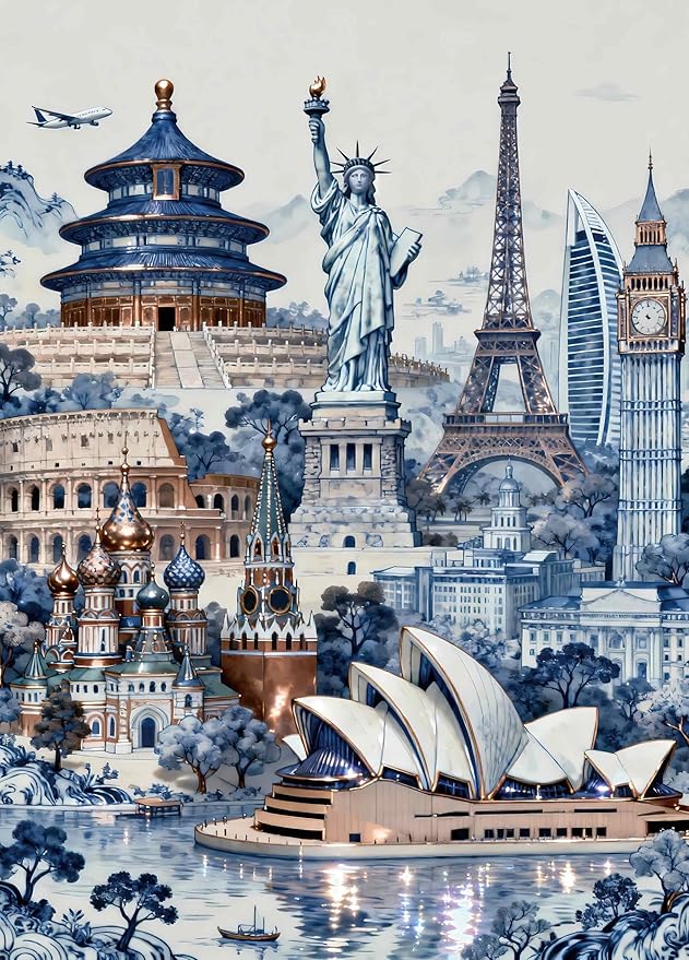 Puzzle for Adults 1000 Pieces, Scenic Spot Puzzle, Challening Impossible Difficult Hard Fun 1000 Pieces Jigsaw Puzzles for Adults Family with Letters on Back