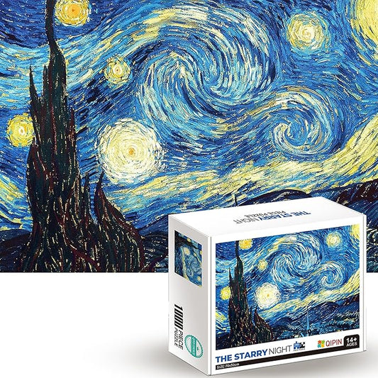 1000 Piece Jigsaw Puzzles for Age 14+, Fine Art Challenging, Starry Night 1000Pcs Puzzle, Family Game Gift, Size 27"x20"