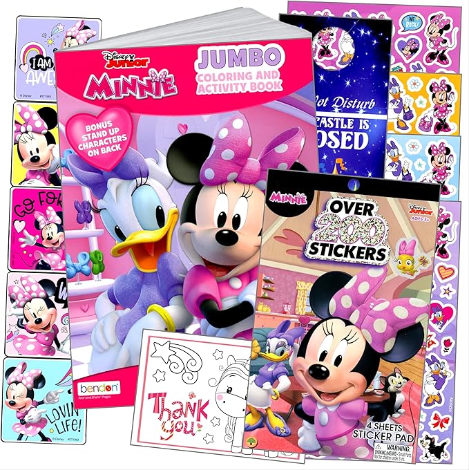 Bendon Minnie Mouse Coloring Book Stickers Set with Coloring Book and Minnie Stickers, Reward Sticker Set, and More