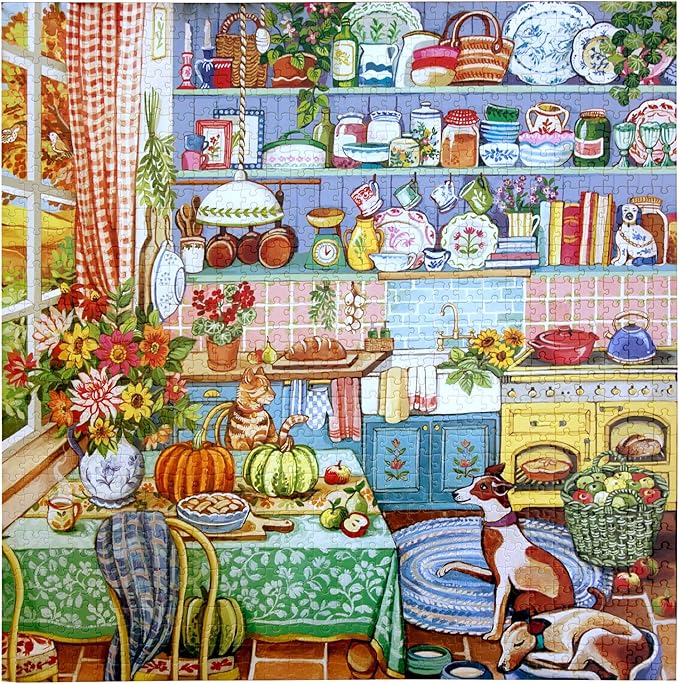 eeBoo 1000 Piece Puzzle - Harvest Kitchen Jigsaw Puzzle for Adults, Square 23" x 23" Made with Recycled Board & Vegetable-Based Ink