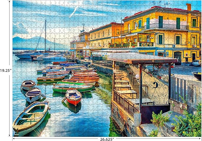 RoseArt - Kodak Premium - Harbor of Naples Italy - 1000 Piece Jigsaw Puzzle for Adults