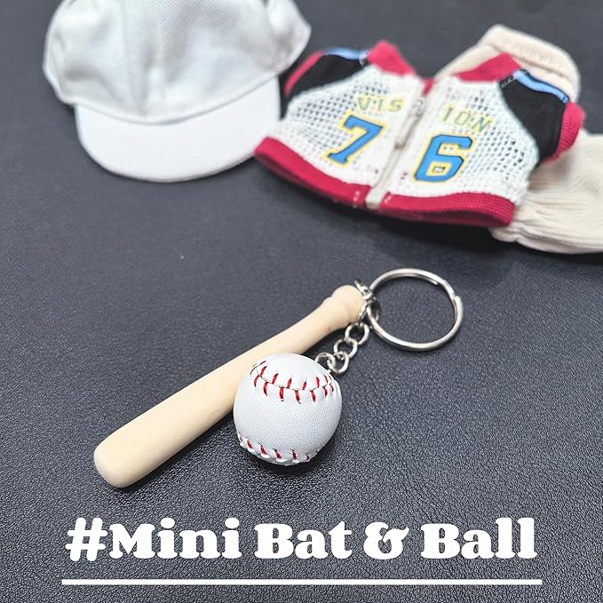 Baseball Clothes Set for Doll 15-17cm Sporty Outfits - Cap, Jacket, Pants, Detachable Bat & Ball, Compatible with Artist Doll, Sporty Uniform Mini Figures Clothing - Red/White