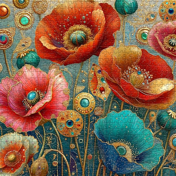 Flower Puzzles for Adults 1000 Piece, Garden Art Floral Puzzle Fantasy Wildflower, Impossible Hard Challenge Jigsaw Puzzle
