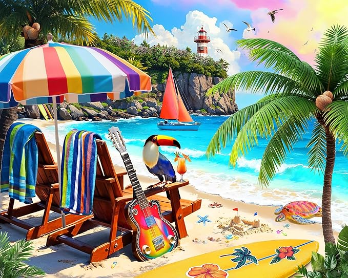 Springbok Tropical Paradise 1000 Piece Jigsaw Puzzle for Adults - Relaxing Beach Scene - Unique Cut Pieces - Made in USA