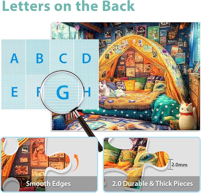 500 Piece Jigsaw Puzzle for Adults, Book Room Cat Puzzles 500 Piece for Adults Seniors- Challenging Puzzle Perfect for Game Nights - Fit Together Perfectly Finished Puzzles Size 20.5 x 15 Inch