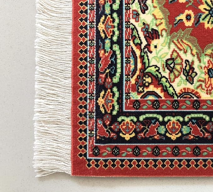 Set of 2 Dollhouse Area Rugs – Miniature Carpet Accessories for Doll Houses, 10 x 7 Inch Rectangular Floor Décor, Oriental Style