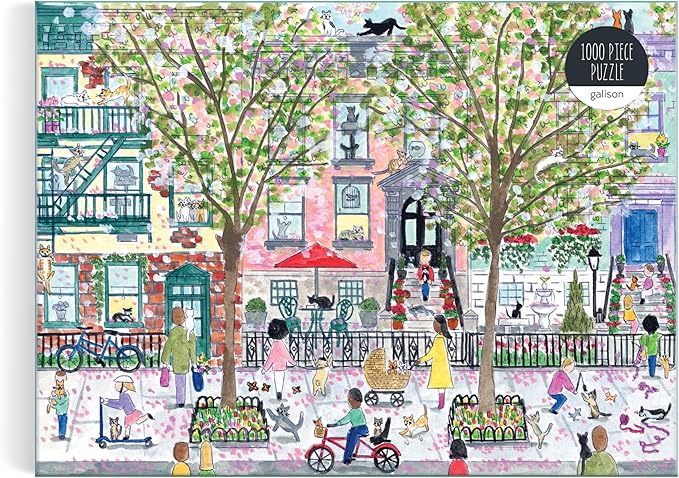 Galison Michael Storrings Cats in The City 1000 Piece Puzzle Featuring Beautiful Artwork of Cats in The City Garden