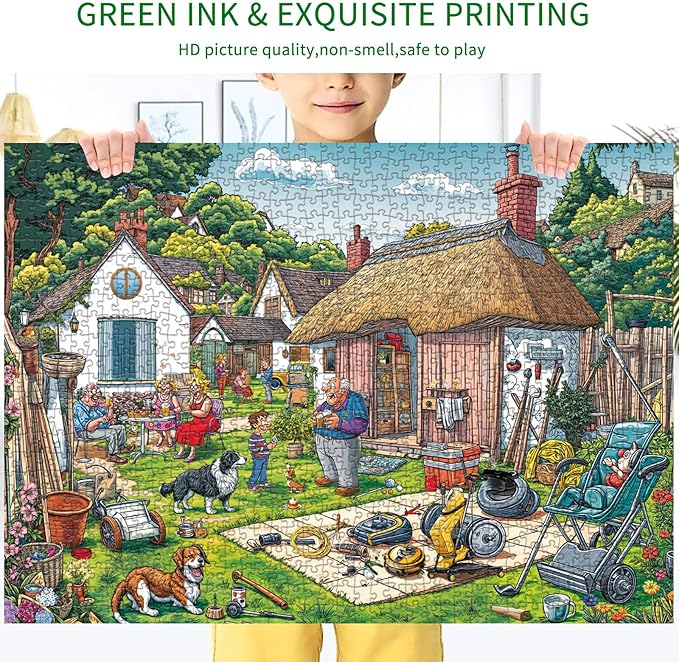 Jigsaw Puzzles for Adults 1000 Pieces, Interlock Perfectly No Dust, Impossible Difficult Hard Fun 1000 Piece Jigsaw Puzzles for Adults-1:1 Poster-Warm Courtyard