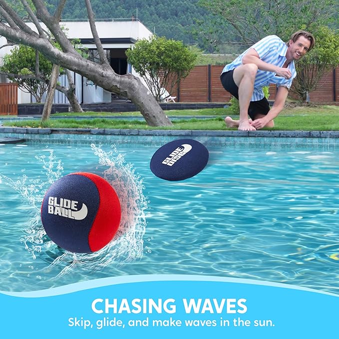 SYNCFUN 4 Pcs Skip Water Balls,Splash Water Bouncing Balls with Mesh Bag, Beach Toys for Kids, Pool Toys for Friends and Family, Fly Swimming Game Adults, Boys,Teens, Great for All Ages