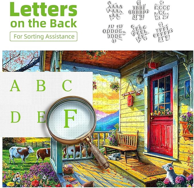 Puzzles for Adults 1000 Pieces, Country Life - Autumn Porch with Animals Puzzles for Adults, Mountain Scene Jigsaw Puzzle 1000 Pieces, Gift for Adult Jigsaw Puzzles Lovers, 27.5 x 19.7 inch