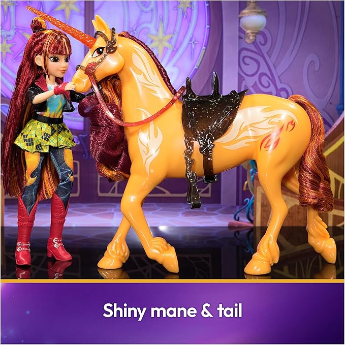 Unicorn Academy, Power of Friendship Cinder with Translucent Saddle & Bridle, 11”, Dolls & Unicorn Toys for Girls Ages 4 and up