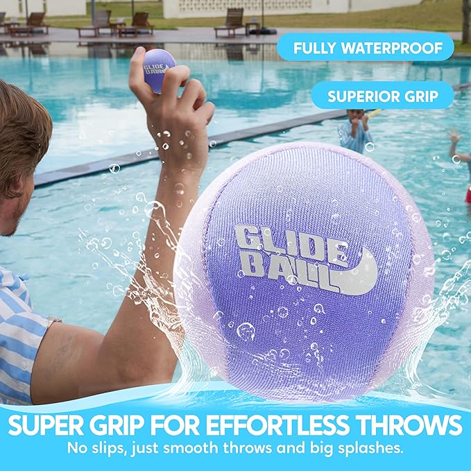SYNCFUN 4 Pcs Skip Water Balls,Splash Water Bouncing Balls with Mesh Bag, Beach Toys for Kids, Pool Toys for Friends and Family, Fly Swimming Game Adults, Boys,Teens, Great for All Ages