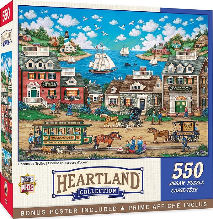 MasterPieces - 550 Piece Jigsaw Puzzle, Oceanside Trolley, Fun for Adults, Family, Kids, 18" x 24"