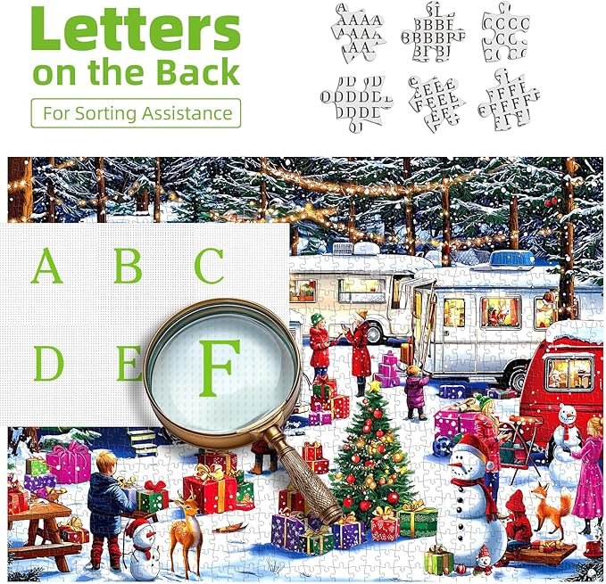 Christmas Puzzles for Adults 1000 Pieces, Caravan in the Snow - Winter Camping Jigsaw Puzzle Adults and Teens Family Challenging for Party Game & Family Fun (27.5" x 19.7")