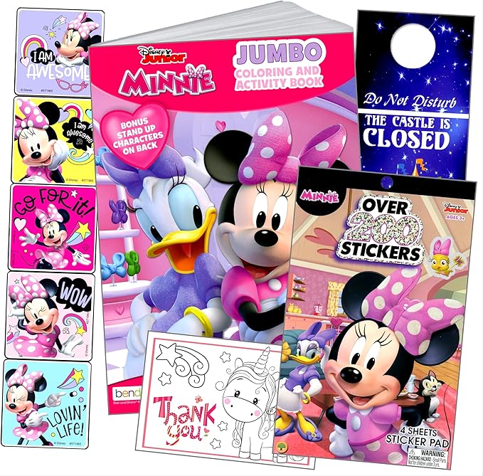 Bendon Minnie Mouse Coloring Book Stickers Set with Coloring Book and Minnie Stickers, Reward Sticker Set, and More