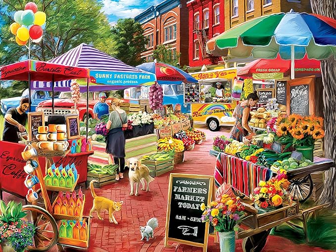 Masterpieces 300 Piece Jigsaw Puzzle for Adults and Families - Town Square Booths - 19.25"x26.63"