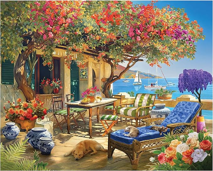 White Mountain 1000 Piece Jigsaw Puzzle Seaside Ocean View Puzzles with Large Pieces for Adults and Family 24"x30" - Coastal Paradise