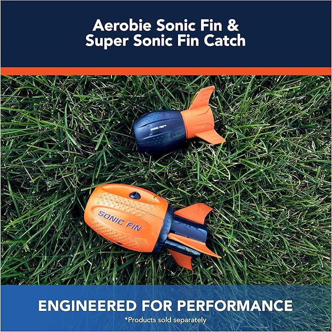 Spin Master Aerobie Super Sonic Fin Catch Football Toy, Aerodynamic Football Toys with Soft Construction, Outdoor Games for Kids Aged 8 & Up, Blue/Orange