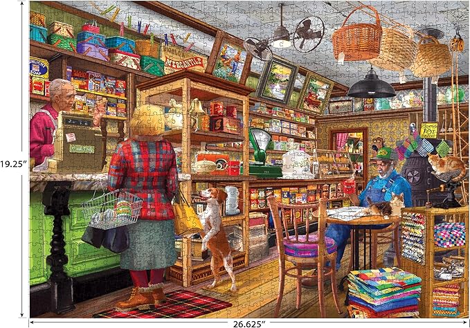 RoseArt - Bigelow Country - Bigelow's Mercantile 1000 Piece Jigsaw Puzzle, Vintage Shop Scene Puzzle for Adults