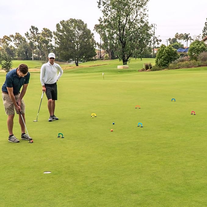 GoSports Putt-Thru Croquet Putting Game - Includes 9 Gates, 4 Golf Balls and Tote Bag - Play at Home, The Office or On The Green!