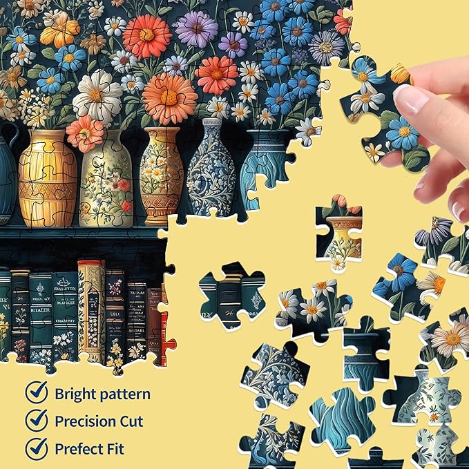 Wildflower Book Puzzles for Adults 1000 Pieces Puzzle Clearance Vintage Books Challenging Adult Puzzles 1000 Pieces Puzzle Perfect for Family Game 27.5 x 19.6 inch