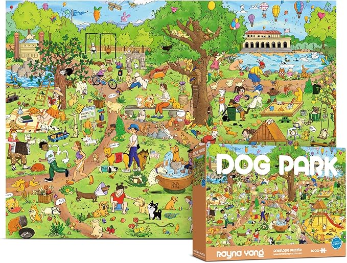 Antelope 2 in 1 1000 Piece Puzzle Bundle - Catndyland - 1000 Piece Jigsaw Puzzle with Dog Park
