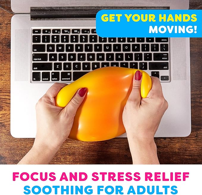 Power Your Fun Arggh Stress Ball for Adults and Kids- 3.75 Inch Large Tension Relief Ball Fidget Toy, Color-Changing Stress Relief Squeeze Sensory Balls Big Squishy Toys for Boys Girls (Yellow/Orange)