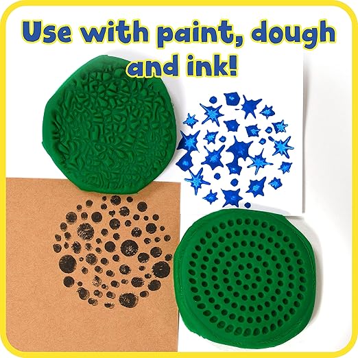 READY 2 LEARN Paint and Clay Palm Printers - Set of 4 - Arts and Crafts Rubber Stampers for Kids - DIY Patterns and Effects
