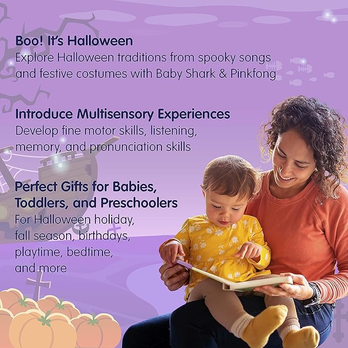 Baby Shark Halloween Songs Musical Sound Book for Toddlers 1–3 | 10 Buttons, 10 Songs Interactive Learning Toy by Pinkfong