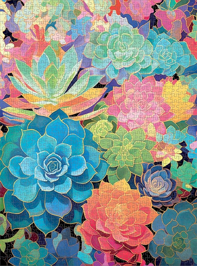 Cross & Glory - Gilded Garden: Succulent Plants - 1000 Piece Jigsaw Puzzle for Adults | Premium Quality | Vibrant Colors | Best Puzzle Challenge