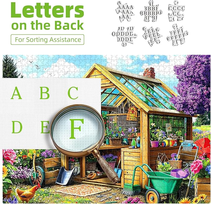 1000-Piece Garden Shed Greenhouse Jigsaw Puzzle for Adults – Vibrant Floral & Tool Scene, Stress-Relieving Relaxation Activity (27.56" x 19.69")
