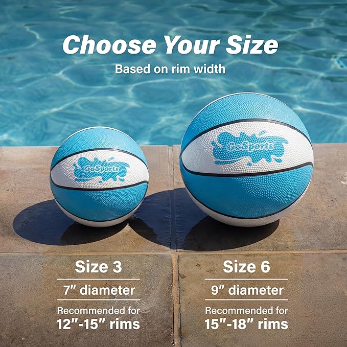 GoSports Water Basketballs 2 Pack - Choose Between Size 3 and Size 6, Great for Swimming Pool Basketball Hoops