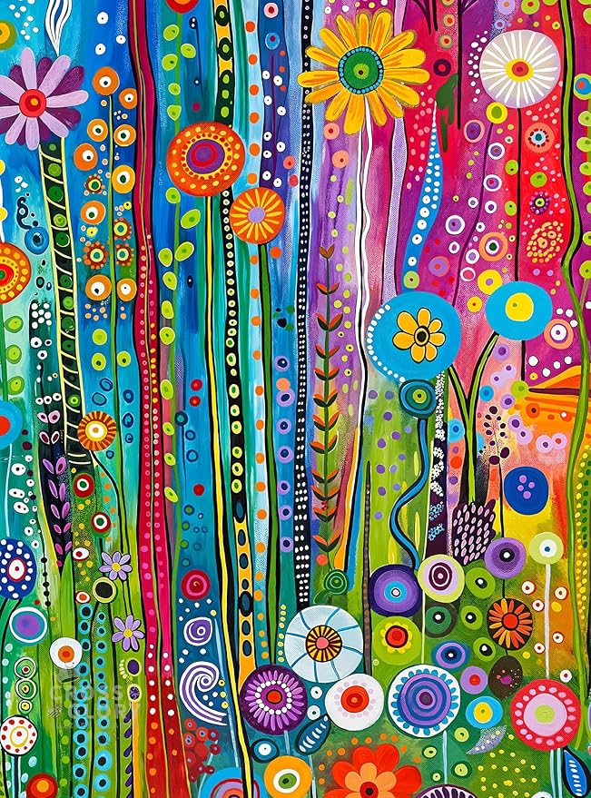 Cross & Glory - Daisy Streets and Rainbow Skies - 1000 Piece Jigsaw Puzzle for Adults | Abstract Cityscape Puzzle | 20x27 Inches | Flower Puzzles