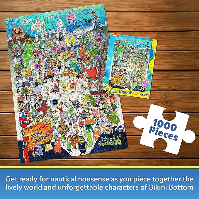 AQUARIUS SpongeBob SquarePants Puzzle (1000 Piece Jigsaw Puzzle) - Officially Licensed SpongeBob Merchandise & Collectibles-Glare Free -Precision Fit -Virtually No Puzzle Dust-20x28 Inches, Multicolor