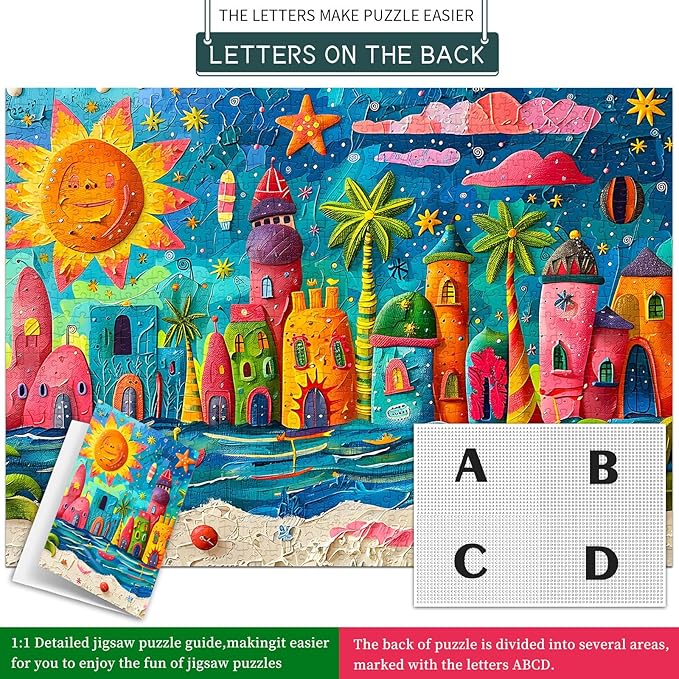 Sunny Beach Puzzles for Adults 1000 Piece, Jigsaw Puzzles for Adults, Adult Challenging Game Toys, Impossible Puzzle, Family Decoration Puzzle
