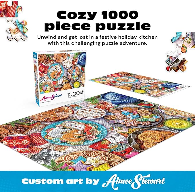 Buffalo Games - Aimee Stewart - Cookies and Cocoa - 1000 Piece Jigsaw Puzzle for Adults Challenging Puzzle Perfect for Game Nights - 1000 Piece Finished Size is 26.75 x 19.75, Large