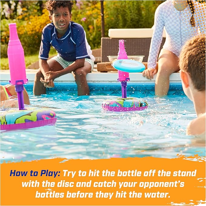 SwimWays Hydro Bottle Splash, Pool Toys for Kids and Adults, Throwing Disc Swimming Pool Game, Outdoor Toys for Kids Aged 5 & Up