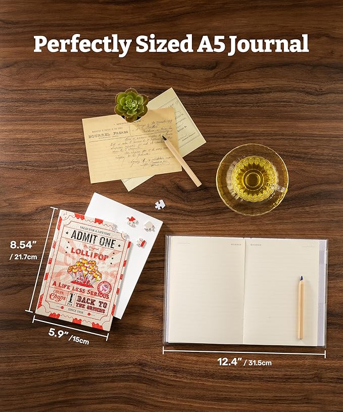 PieceRelax A5 3D Puzzle Journal for Adults, 300 Piece Plastic Jigsaw Book Cover (Includes Notebook) - Chupa Chups_Timeless Memories - Fun Pass, Unique Gift [YA1067]