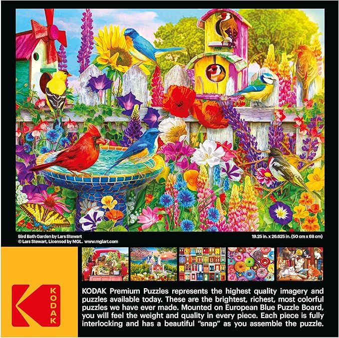 RoseArt - Kodak Premium - Bird Bath Garden - 1000 Piece Jigsaw Puzzle for Adults